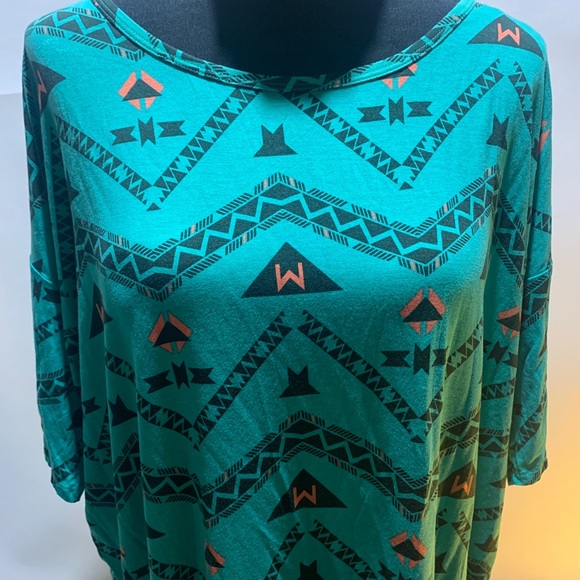 Lularoe Medium Aqua Southwest pattern shirt dress - Picture 3 of 8